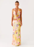 Main Act Halter Maxi Dress Sunburst Floral