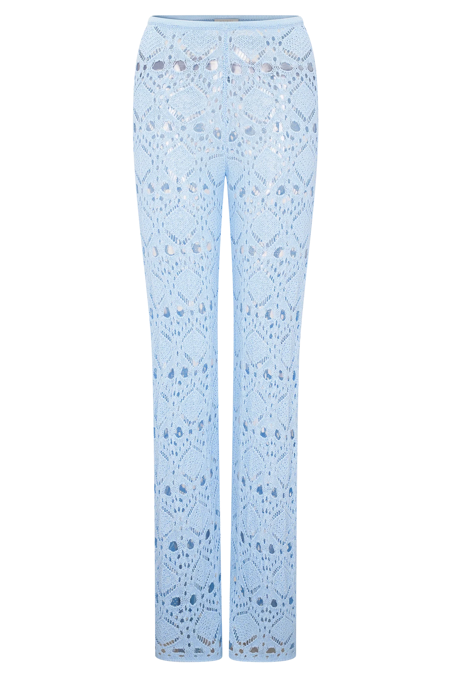 Trena Crochet Knit Pants Sky Blue