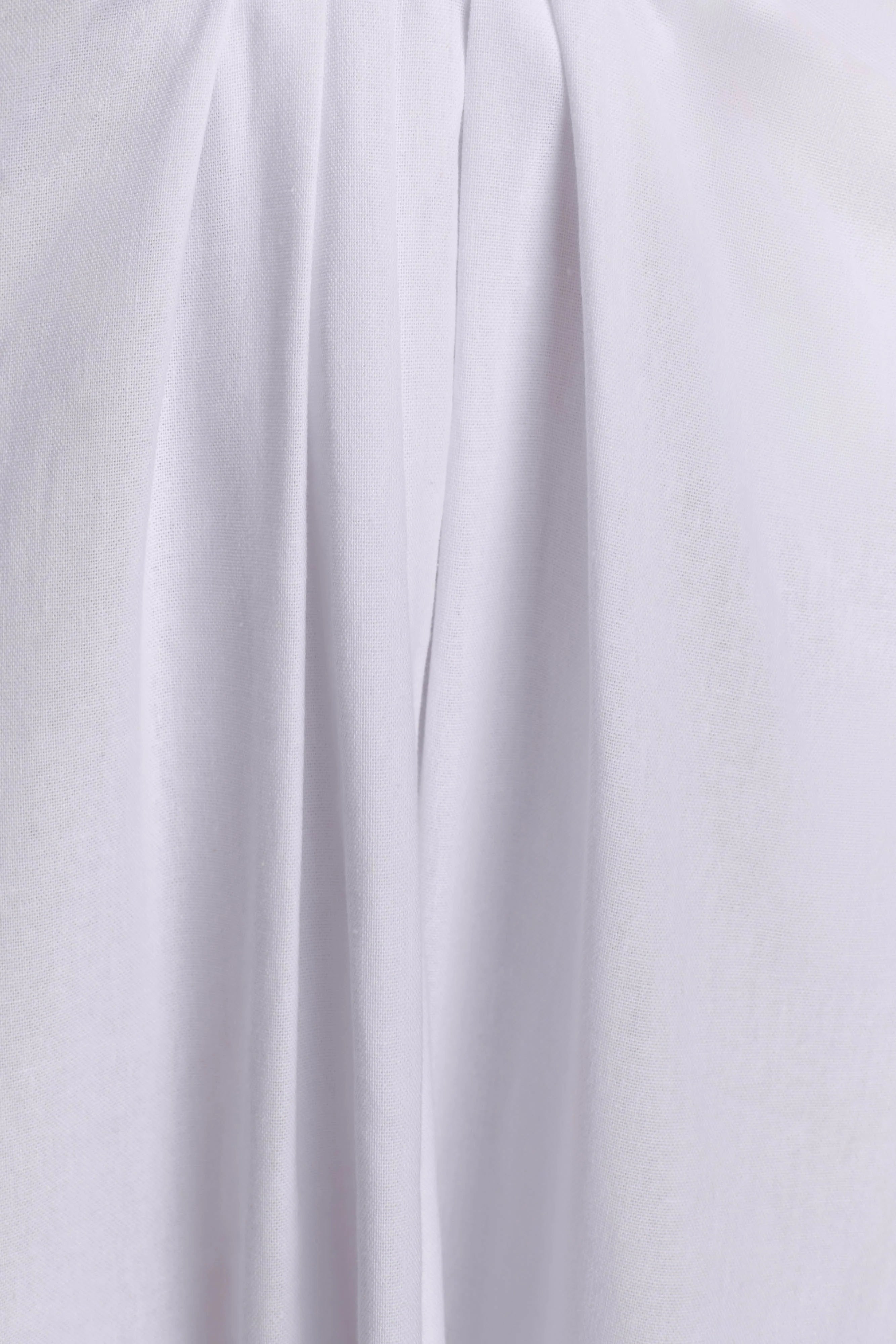 Talia Draped Linen Midi Skirt White