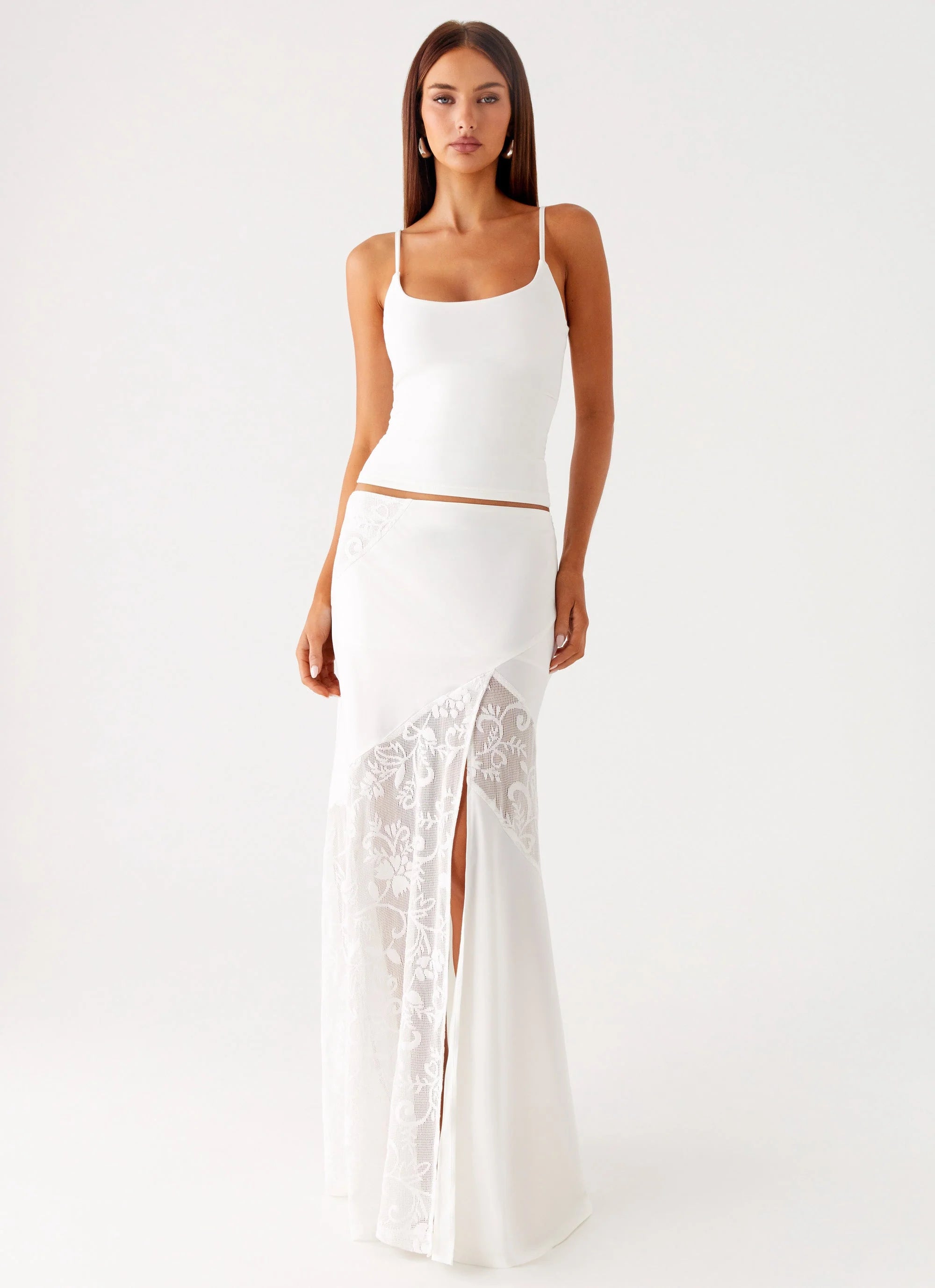 Dasie Lace Maxi Skirt White