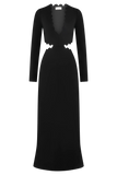 Cynthia Scalloped Halter Maxi Dress - Black