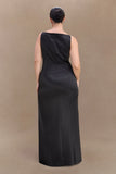 Violet Sleeveless Satin Maxi Dress - Black