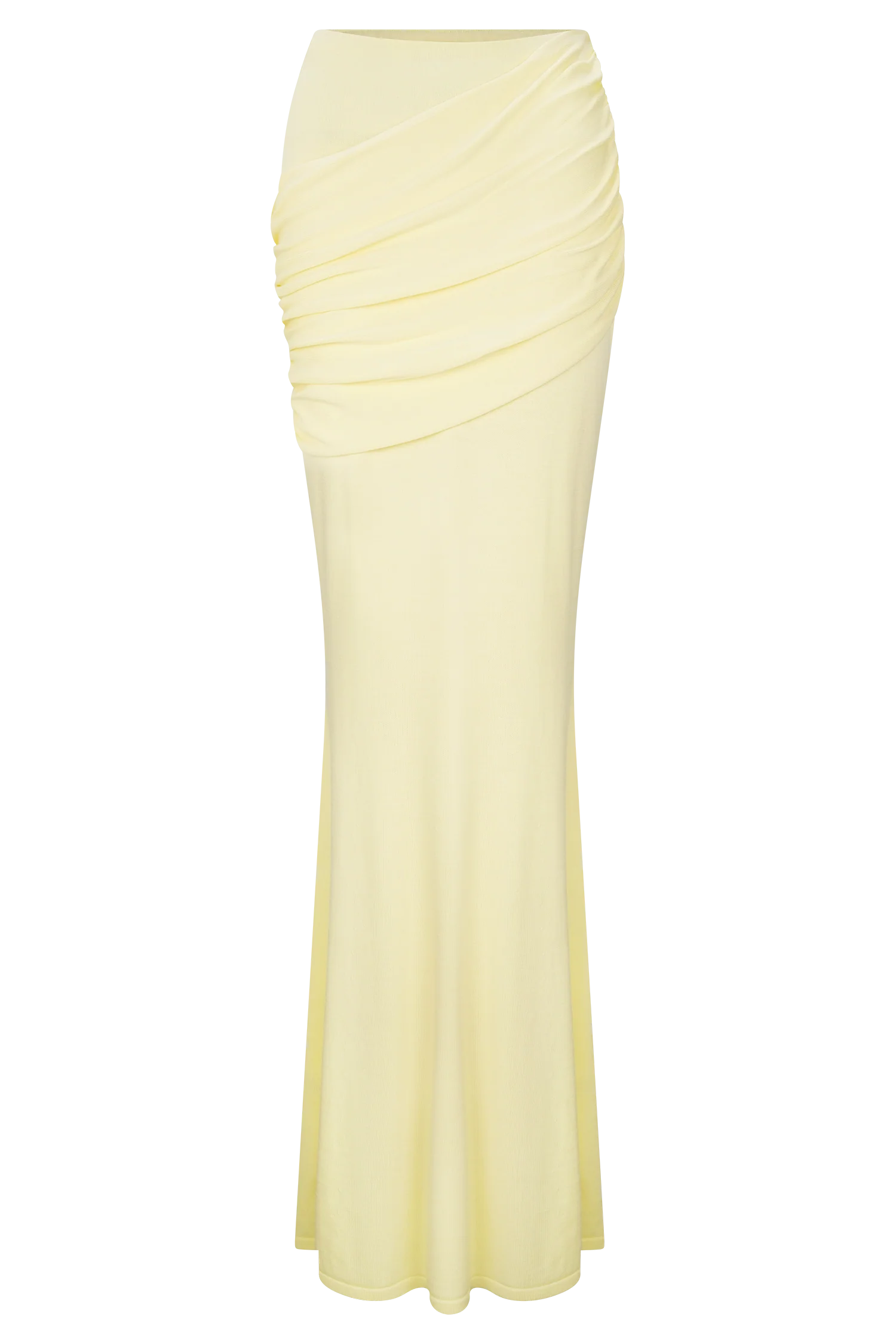 Irene Gathered Knit Maxi Skirt Lemon