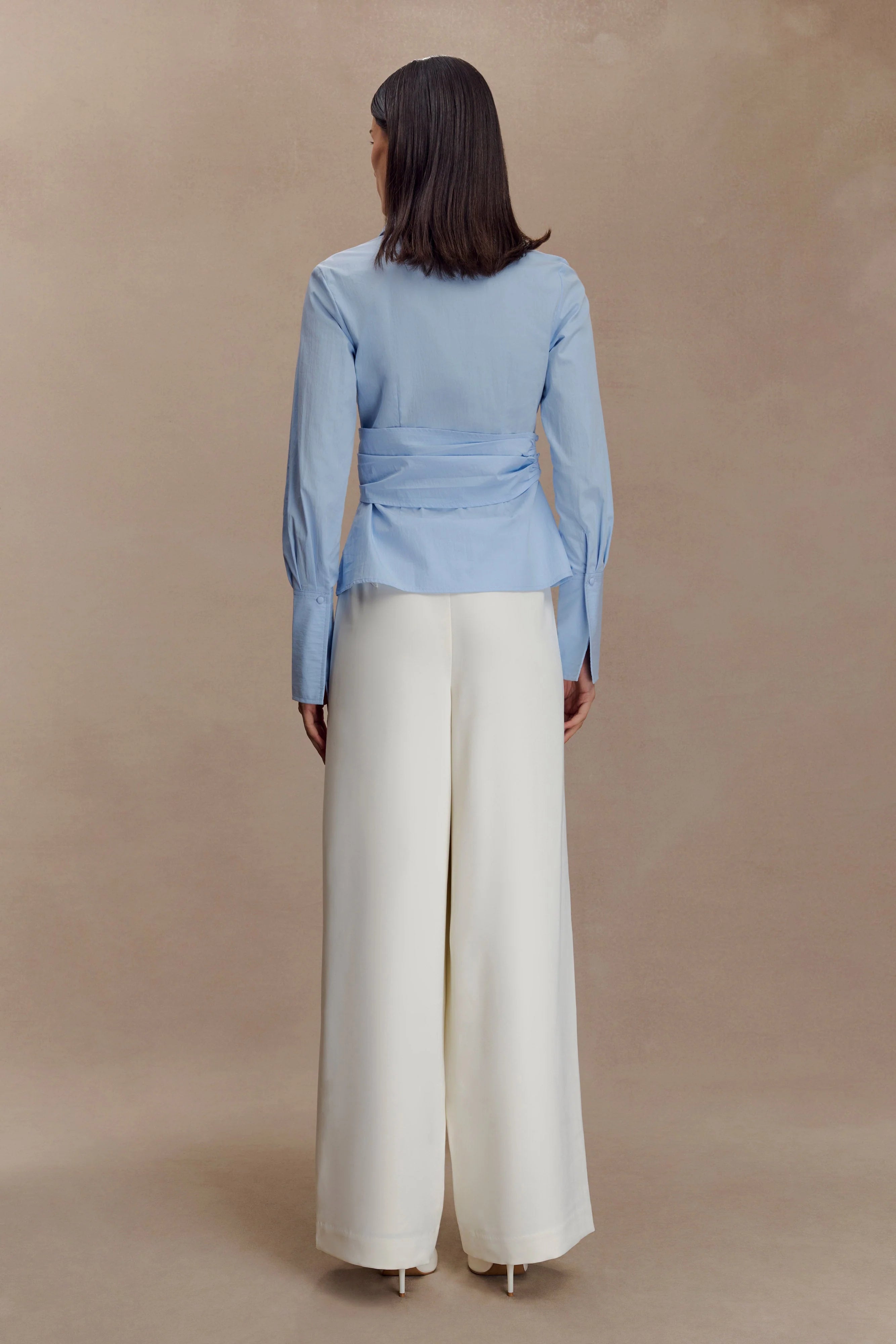 Eugenia Wrap Cotton Shirt Blue