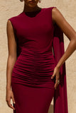Saige Burgundy Cap Sleeve Gathered Maxi Dress