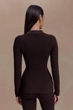 Suzie Ribbed Long Sleeve Longline Top Chocolate