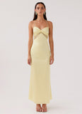 Dream Sight Lace Satin Maxi Dress Lemon
