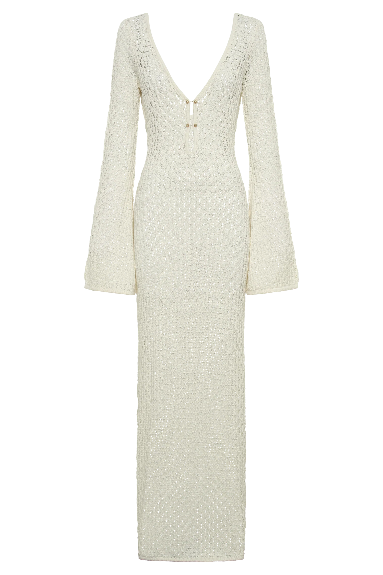 Kayleigh Crochet Fishtail Flare Sleeve Maxi Dress White