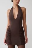 Anari Gathered Scuba Mini Dress Dark Chocolate