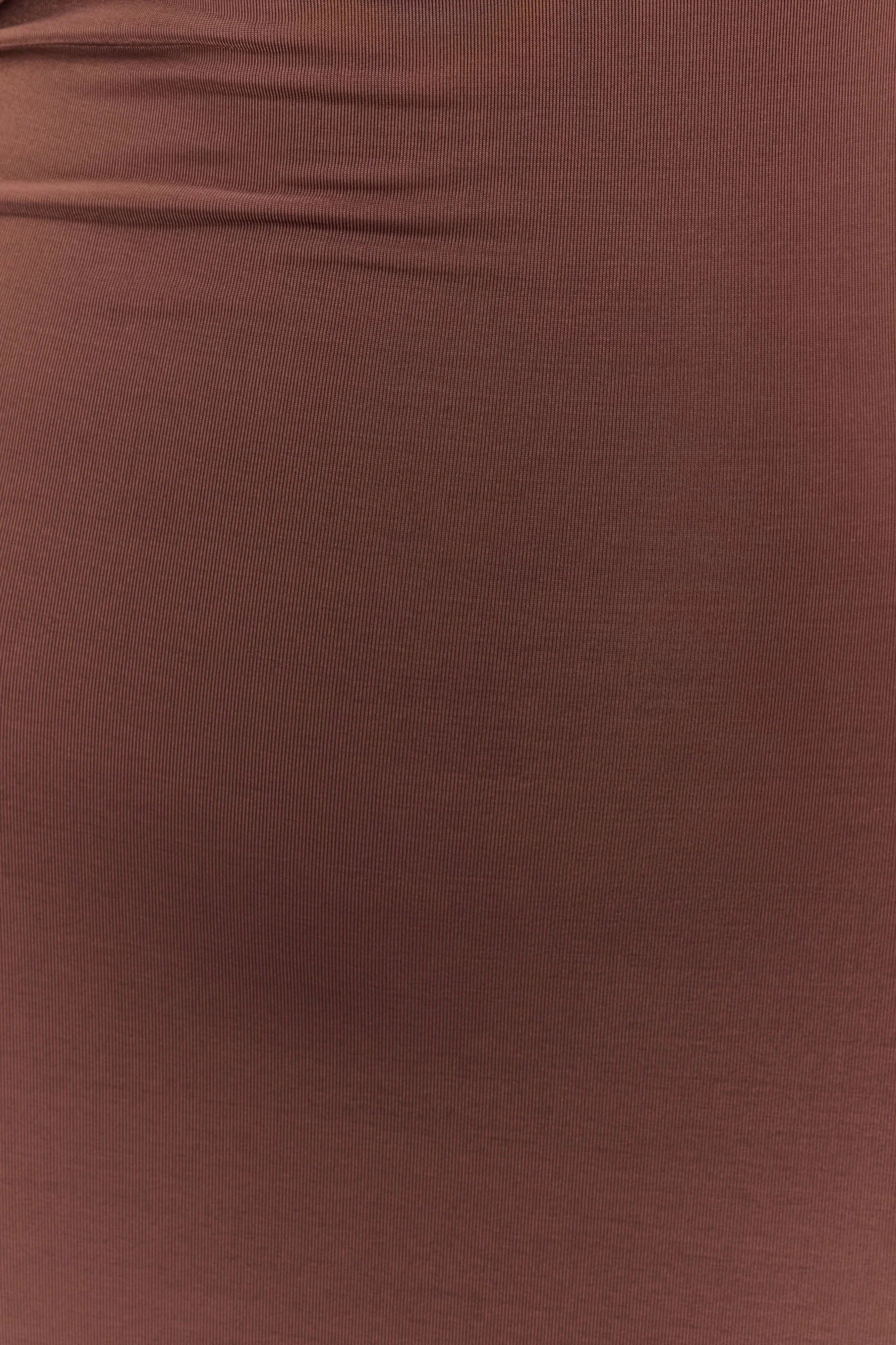 Ashford Asymmetrical Slinky Maxi Dress Chocolate