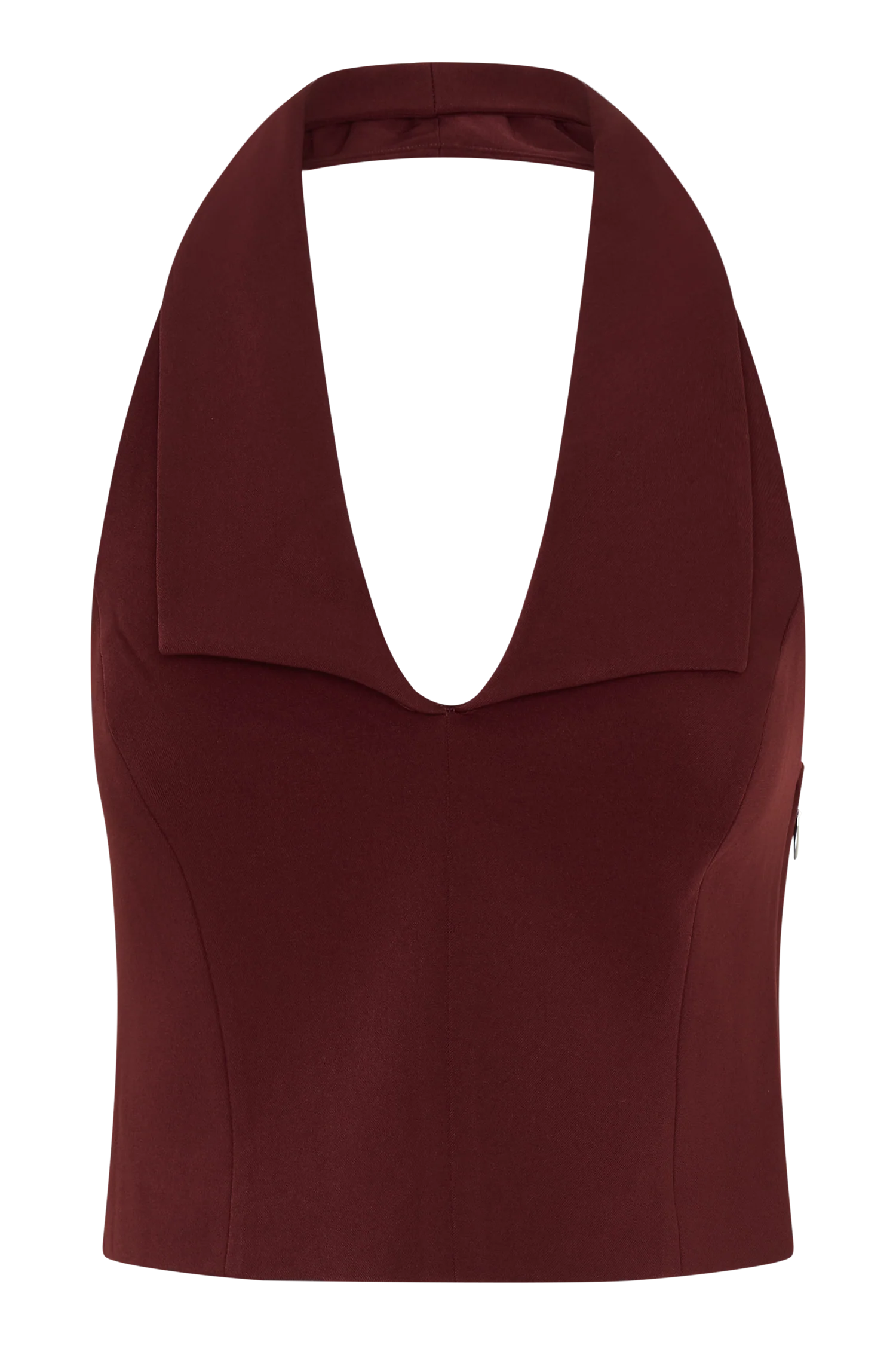 Calla Collared Sleeveless Halter Top Merlot