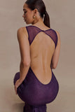 Jasmyn Hot Fix Maxi Dress With Mesh Back Purple