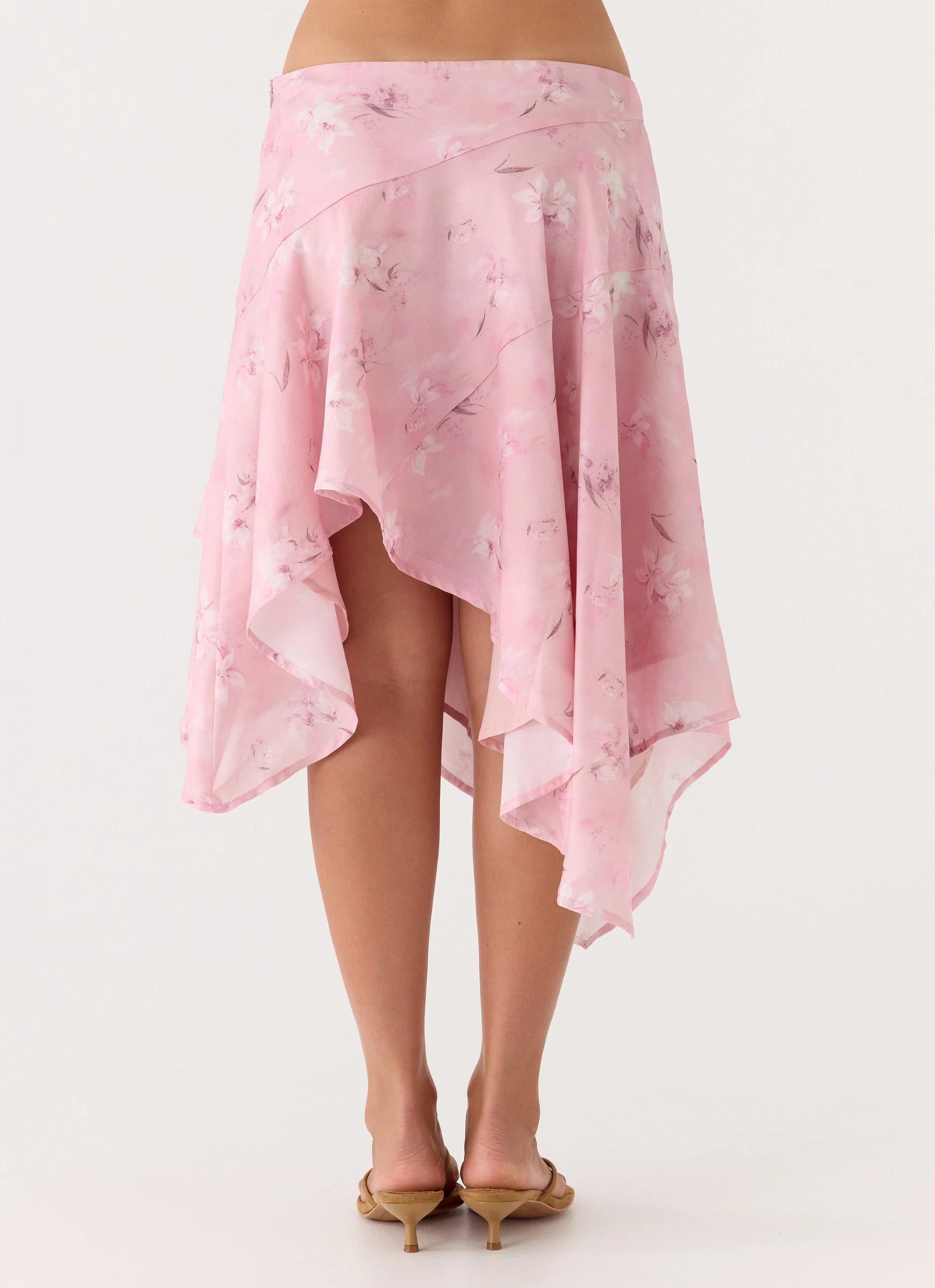 Kia Low Rise Asymmetrical Midi Skirt Vintage Floral
