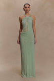 Edwina Knotted Mesh Maxi Dress Sage
