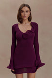 Samira Knit Long Sleeve Mini Dress Plum