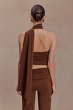 Lydia Slinky Asymmetrical Halter Top Chocolate