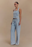 Dayna Denim Halter Top Light Blue
