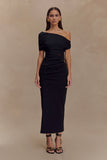 Kendra Scuba Jersey Midi Dress With Hardware Black