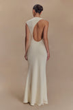 Katerina Scuba Jersey Cut Out Maxi Dress Ivory