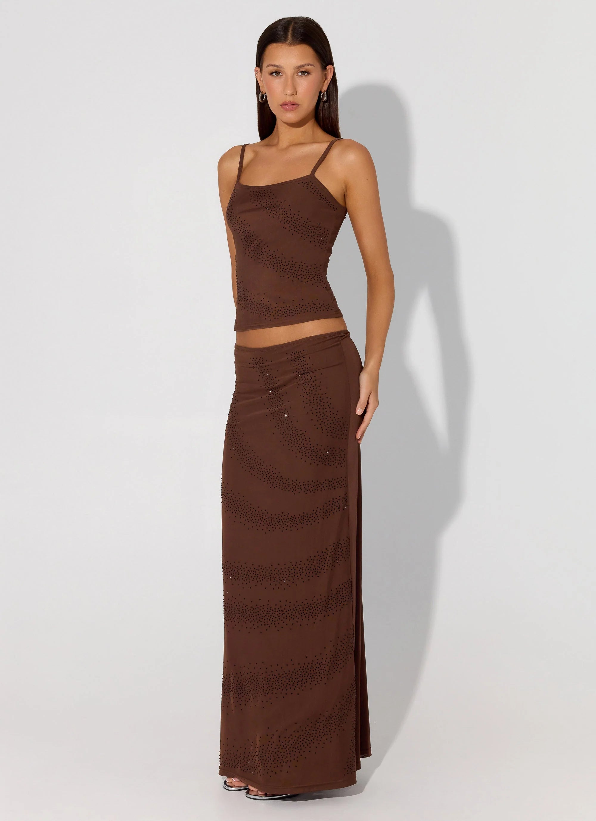 Sweet Sky Beaded Top Chocolate