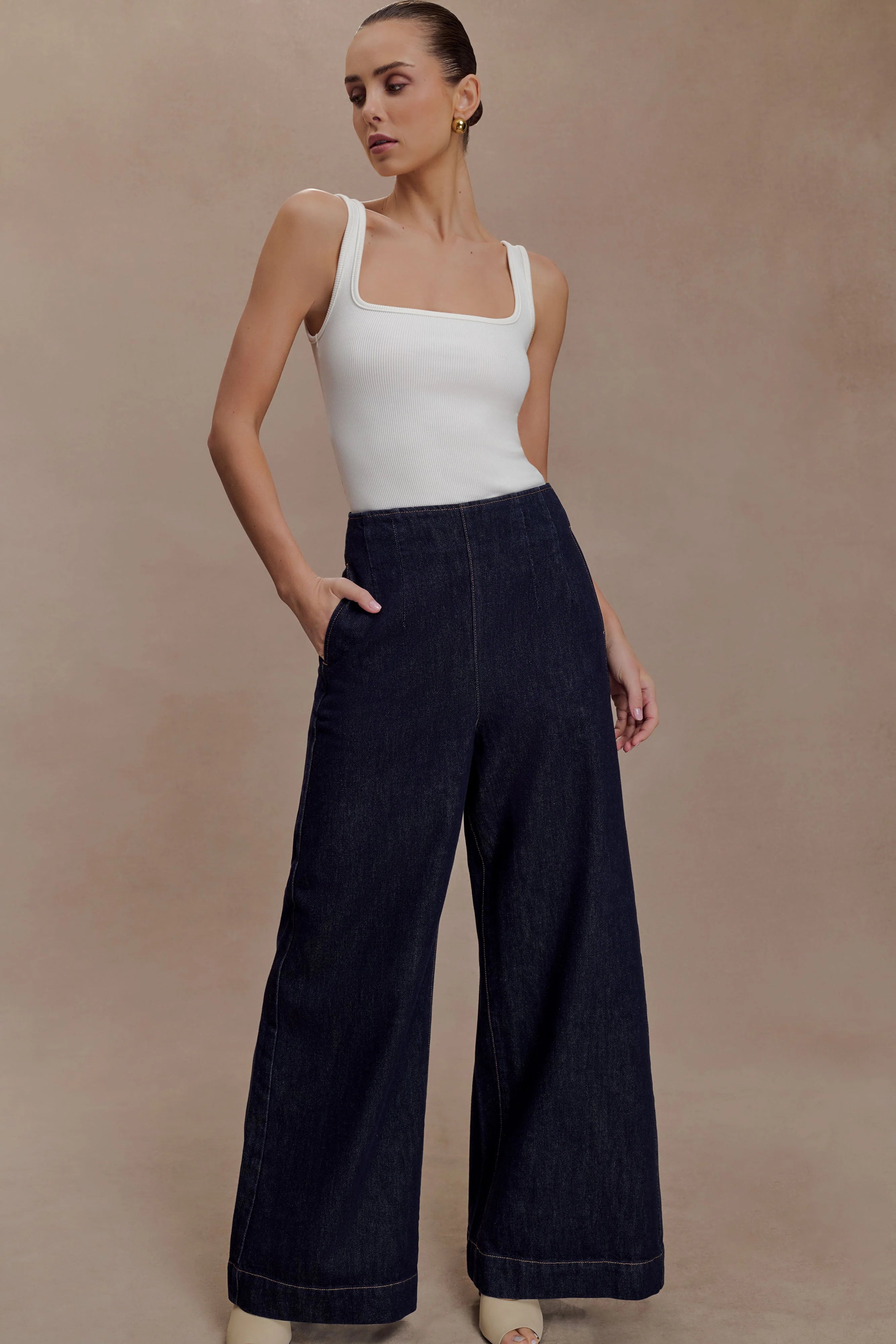 Maral High Waisted Dart Jeans Washed Indigo Blue