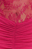 Khadijah Lace And Mesh Maxi Dress - Dragonfruit