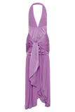 Graziana Satin Chiffon Plunge Maxi Dress - Violet