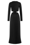 Cynthia Scalloped Halter Maxi Dress - Black