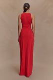 Kaiden Slinky Beaded Maxi Dress - Desert Red