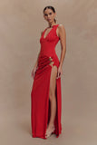 Kaiden Slinky Beaded Maxi Dress - Desert Red