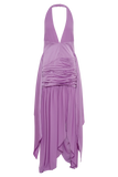 Graziana Satin Chiffon Plunge Maxi Dress - Violet