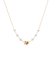 Eva Floral Fresh Water Pearl Necklace - Gold