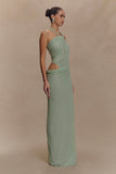 Edwina Knotted Mesh Maxi Dress - Sage