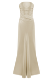 Cedar Strapless Satin Maxi Dress - Blush Gold