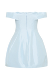 Diana Off Shoulders Mini Dress - Powder Baby Blue
