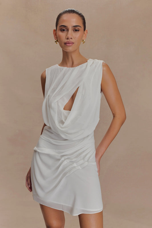 Oria Chiffon Mini Dress - White