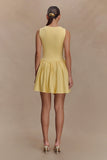 Sharon Scuba Jersey Mini Dress - Pastel Lemon