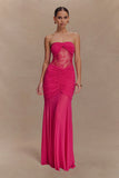 Khadijah Lace And Mesh Maxi Dress - Dragonfruit