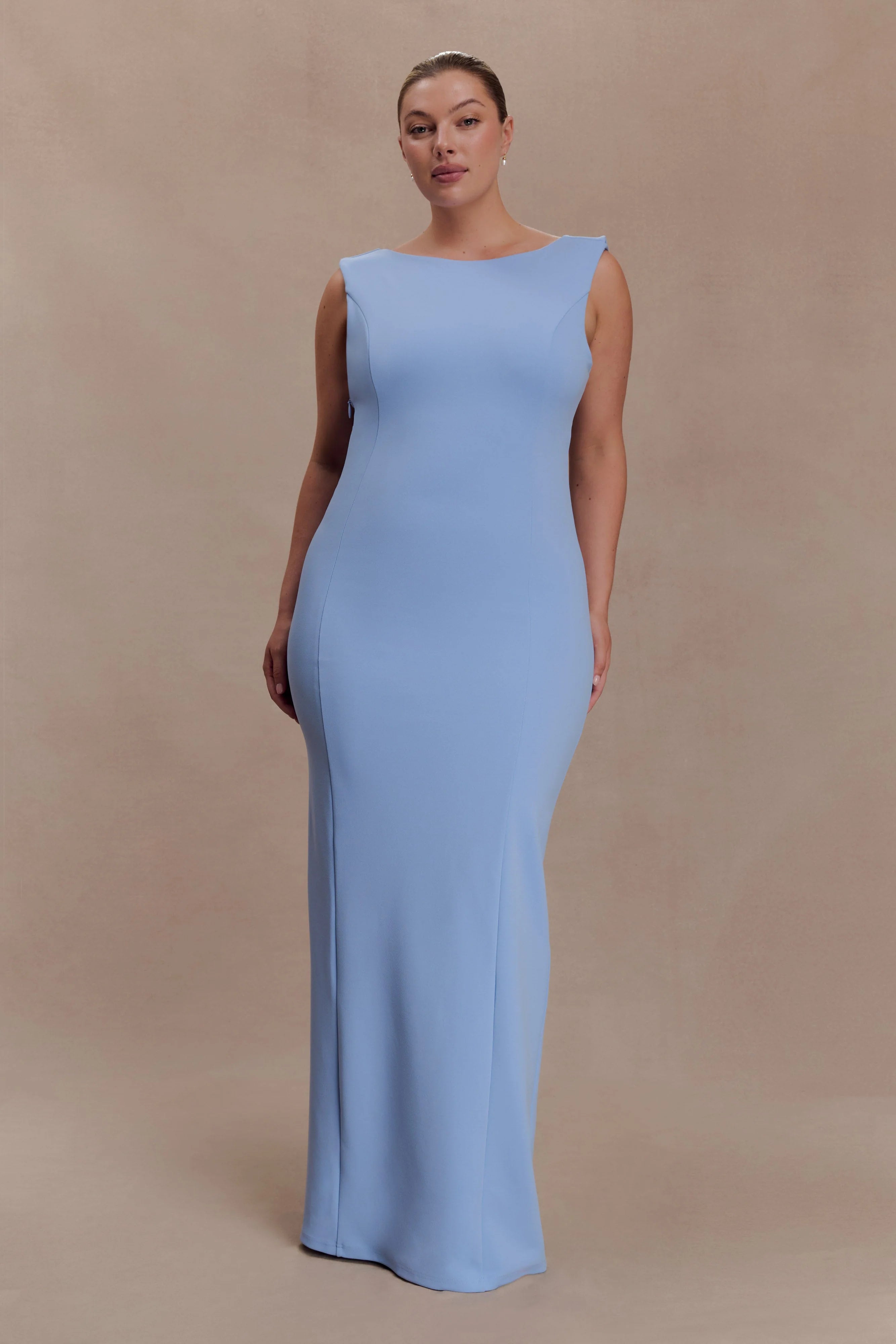 Galilea Crepe Draped Maxi Dress Cornflower Blue