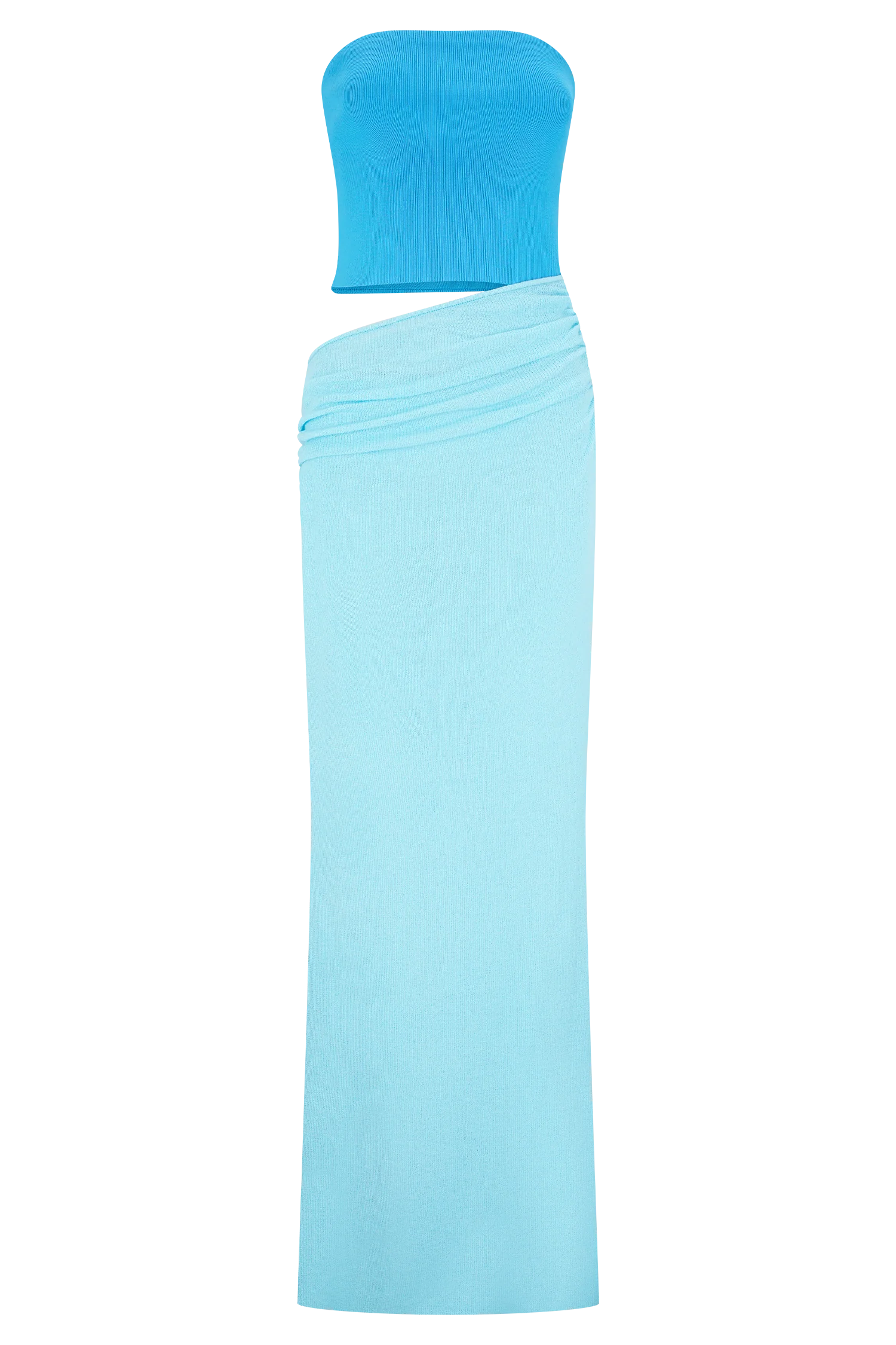 Jasiel Strapless Knit Maxi Dress Cyan Blue