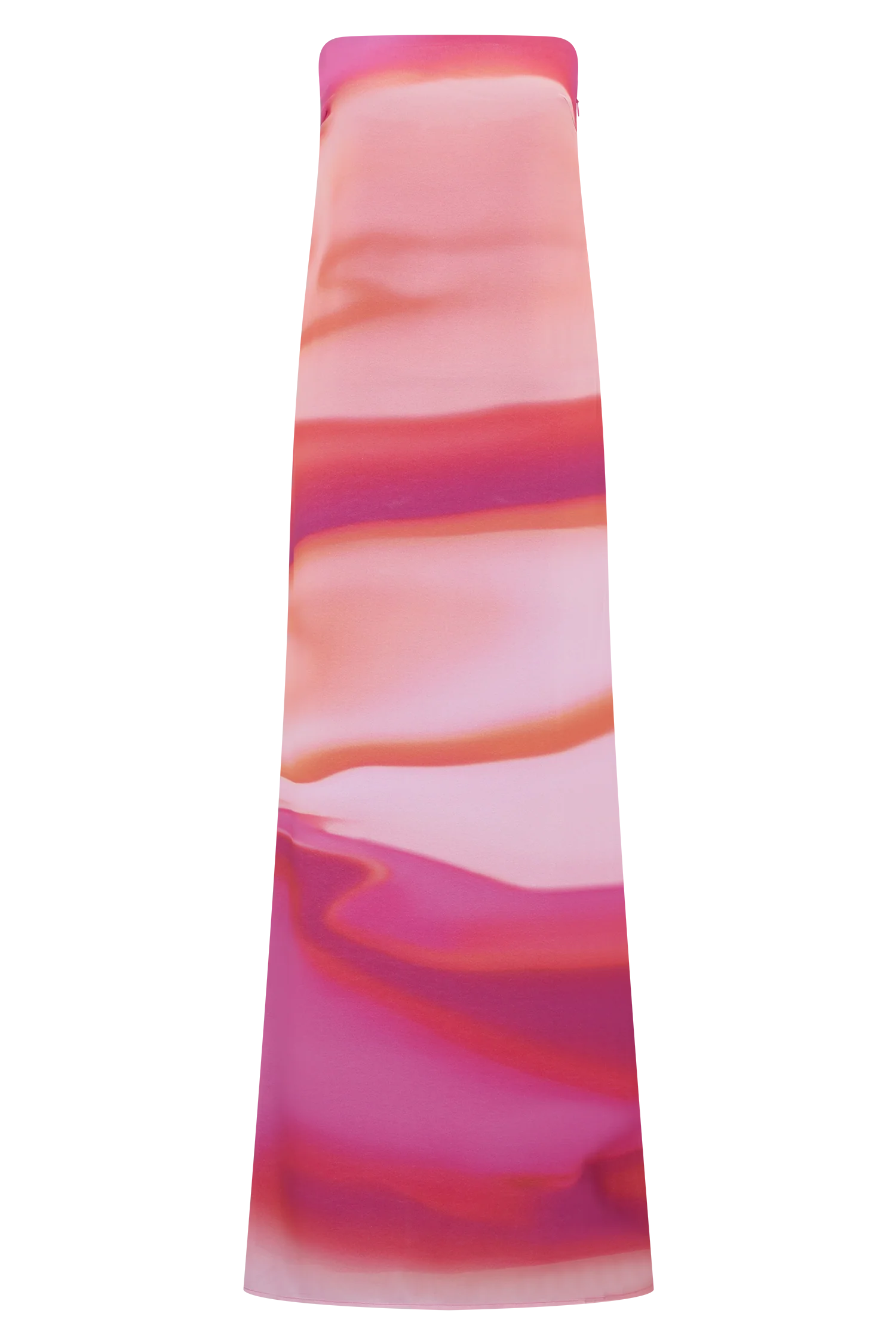 Amaya Strapless Chiffon Maxi Dress Pink Sunset Print