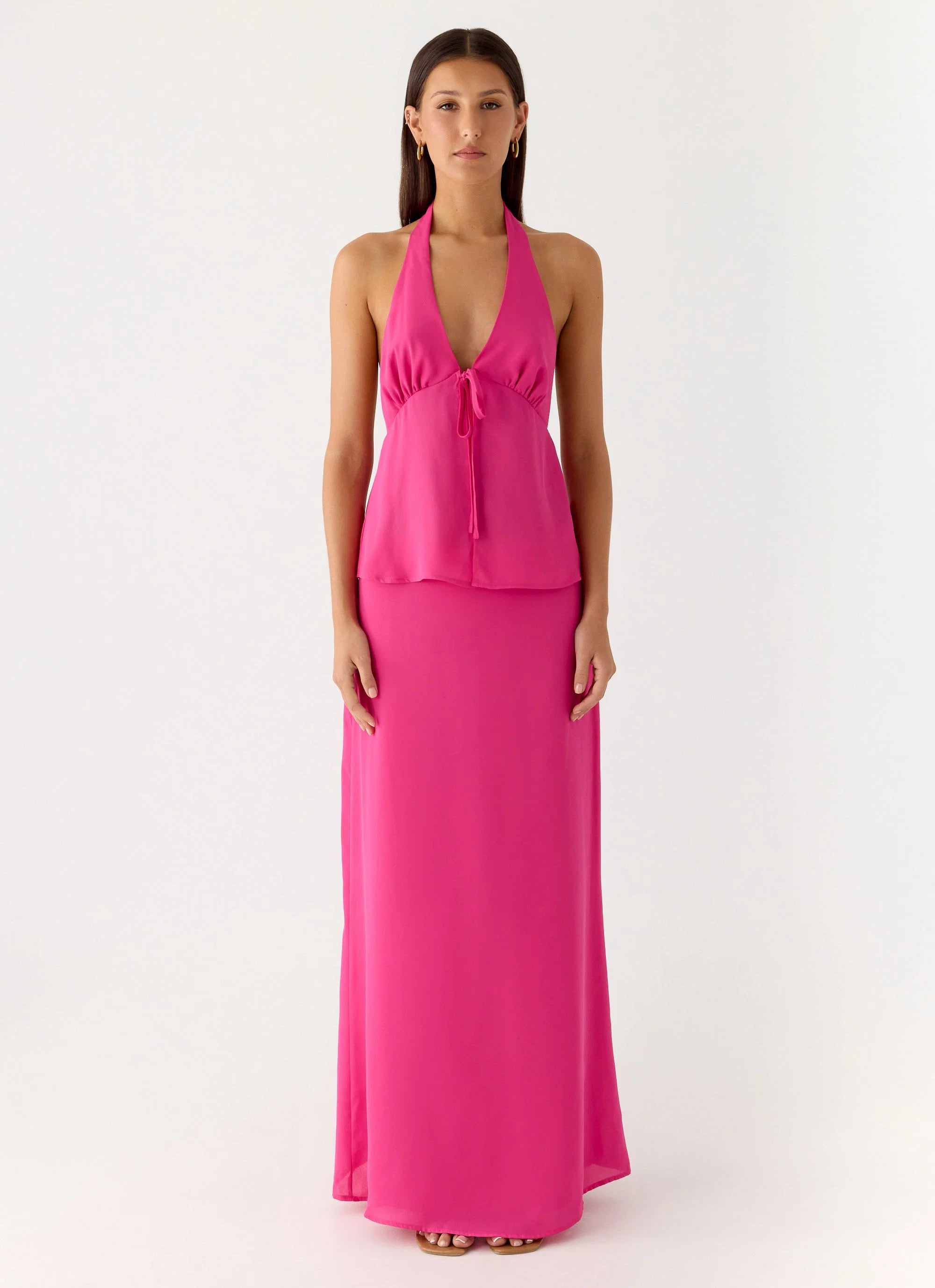 Ashlea Tie Front Top Fuchsia