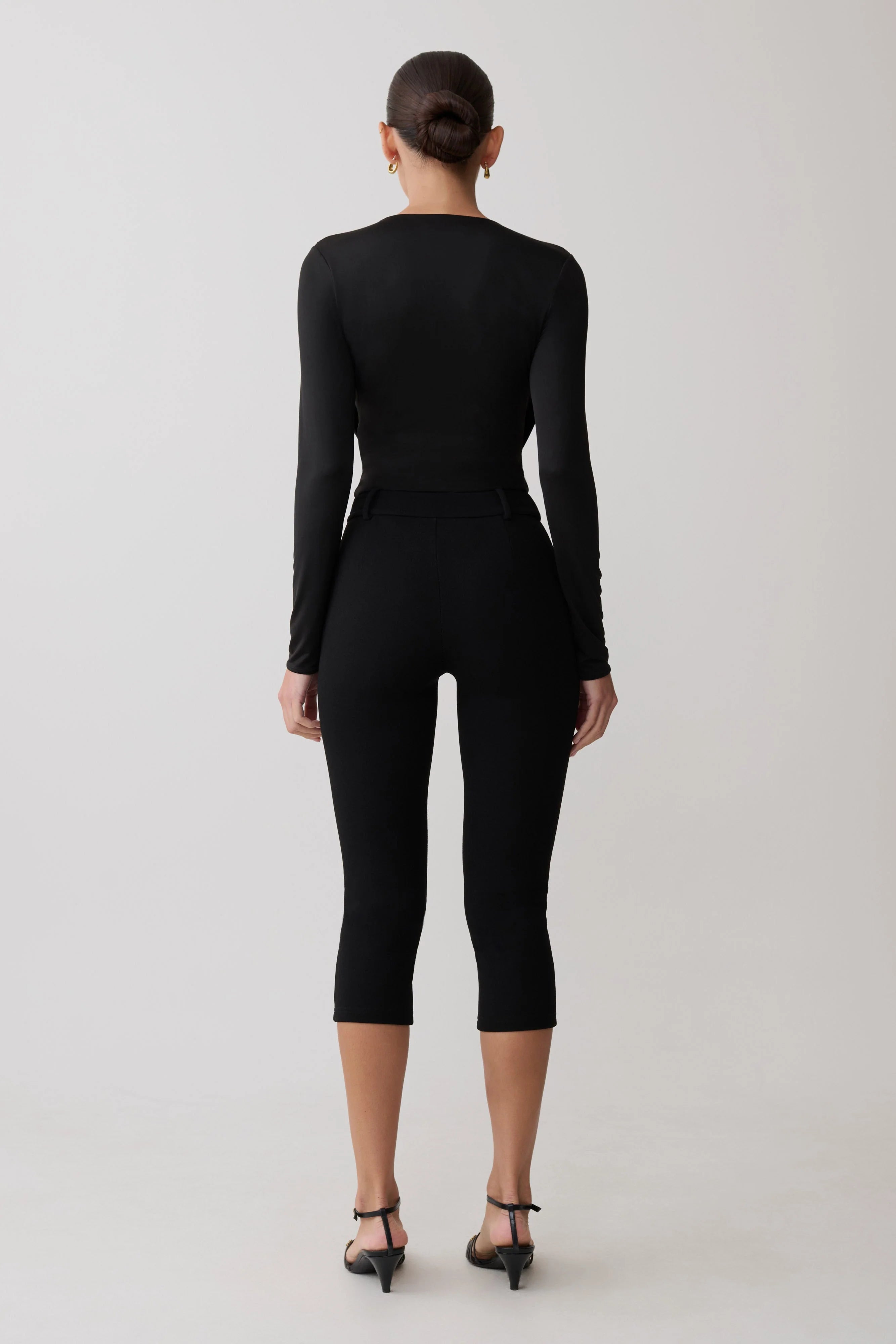 Ren Cowl Long Sleeve Slinky Bodysuit Black