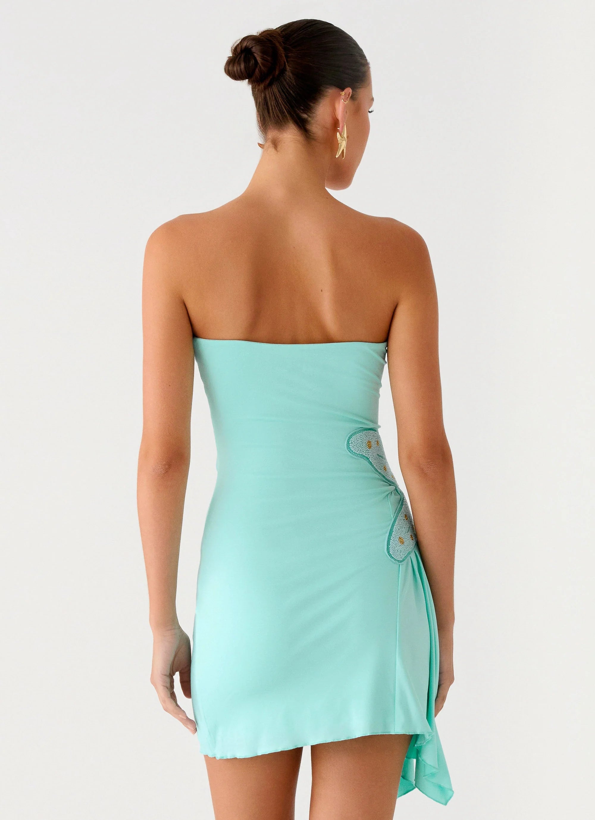 Ocean Dream Strapless Mini Dress Turquoise