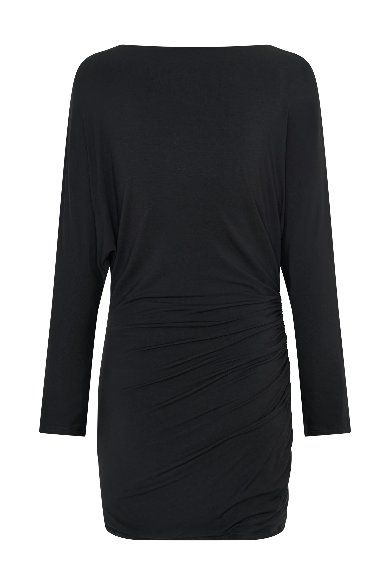 Thao Long Sleeve Gathered Mini Dress Dark Charcoal