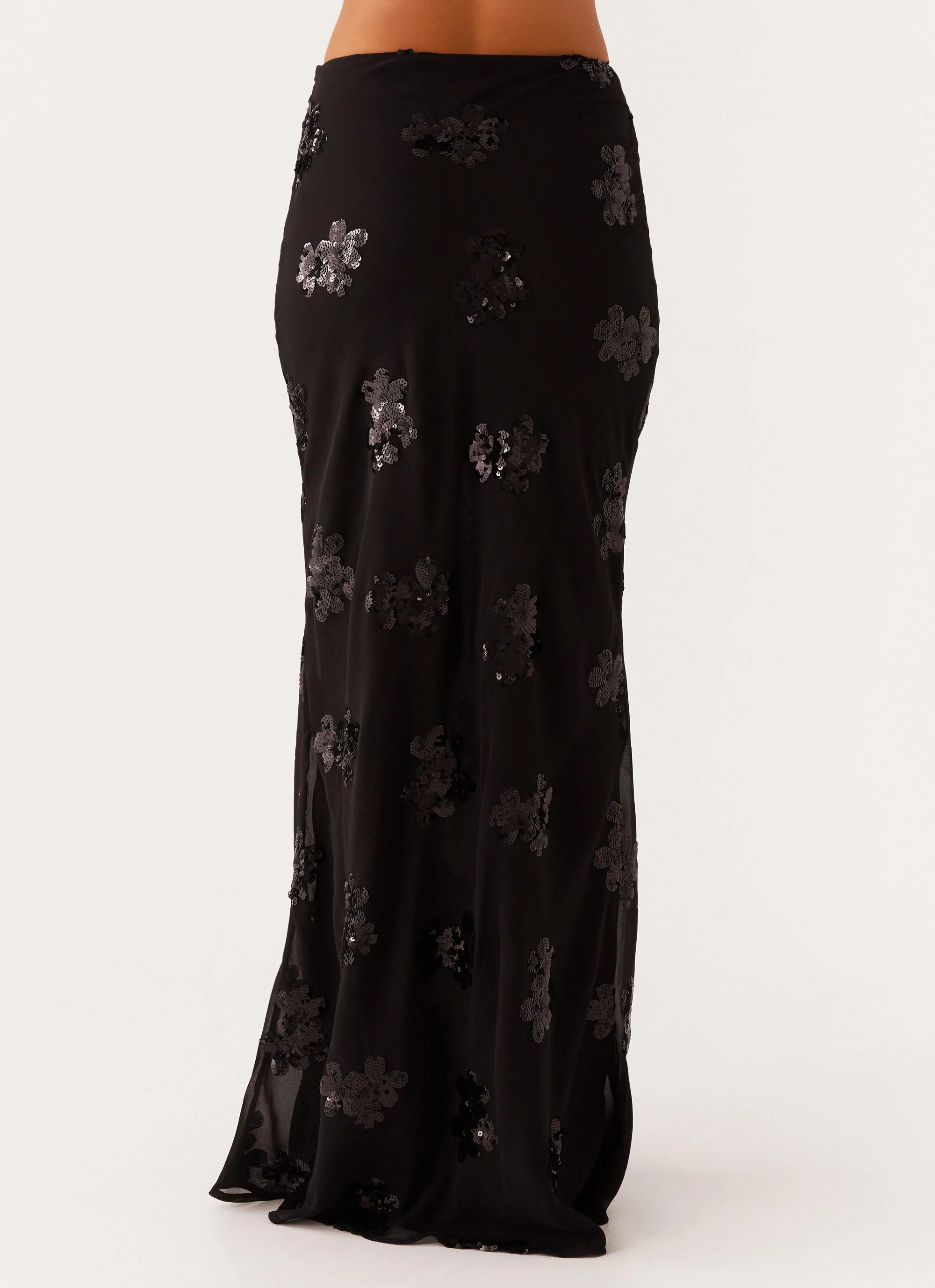 Only Girl Sequin Maxi Skirt Black