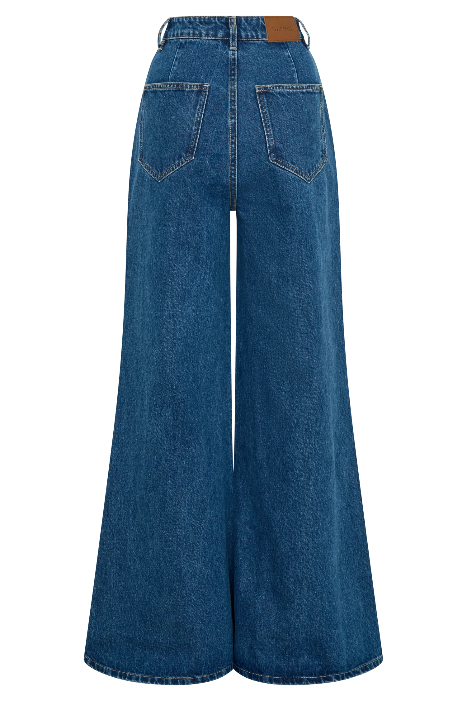 Jen Wide Leg Flare Denim Jeans Dark Blue
