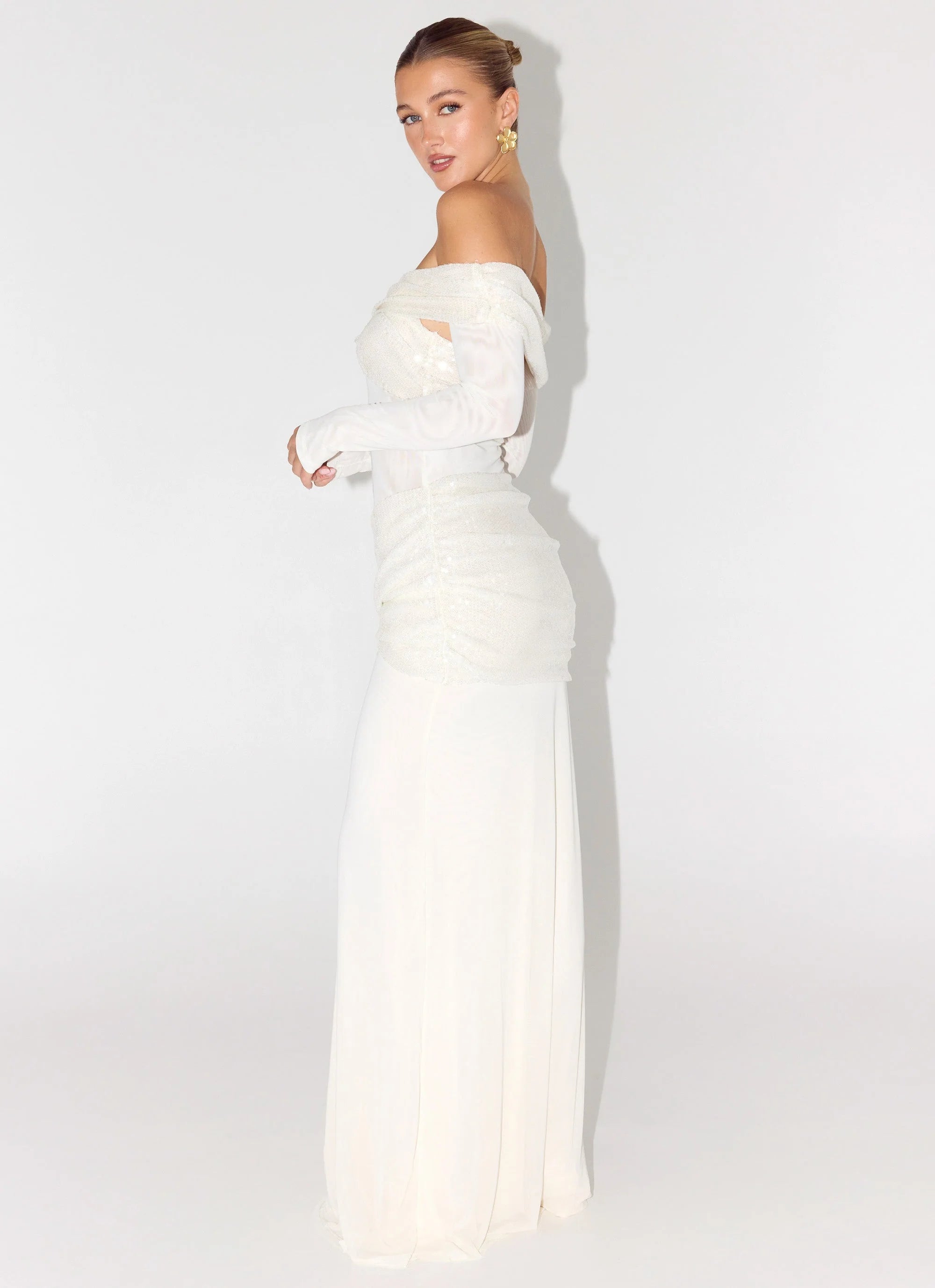 Over To You Sequin Maxi Dress White