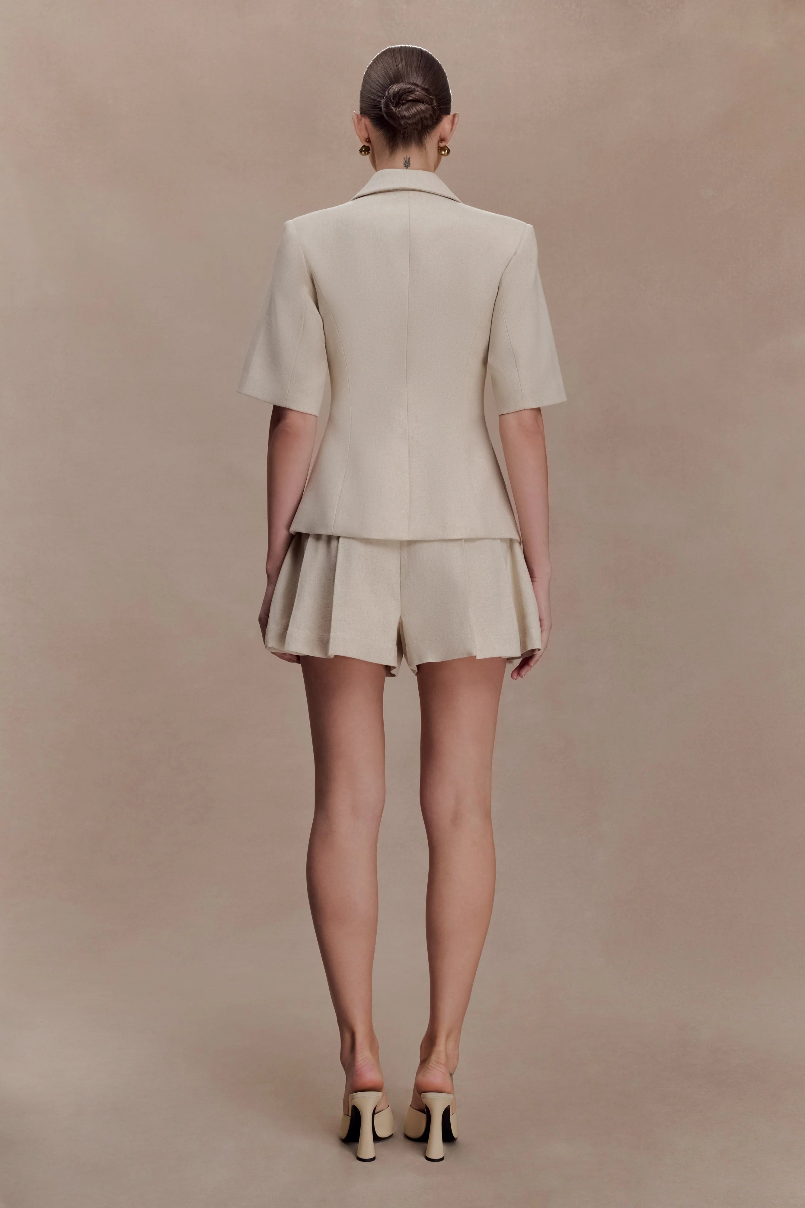 Martine Short Sleeve Linen Top Natural