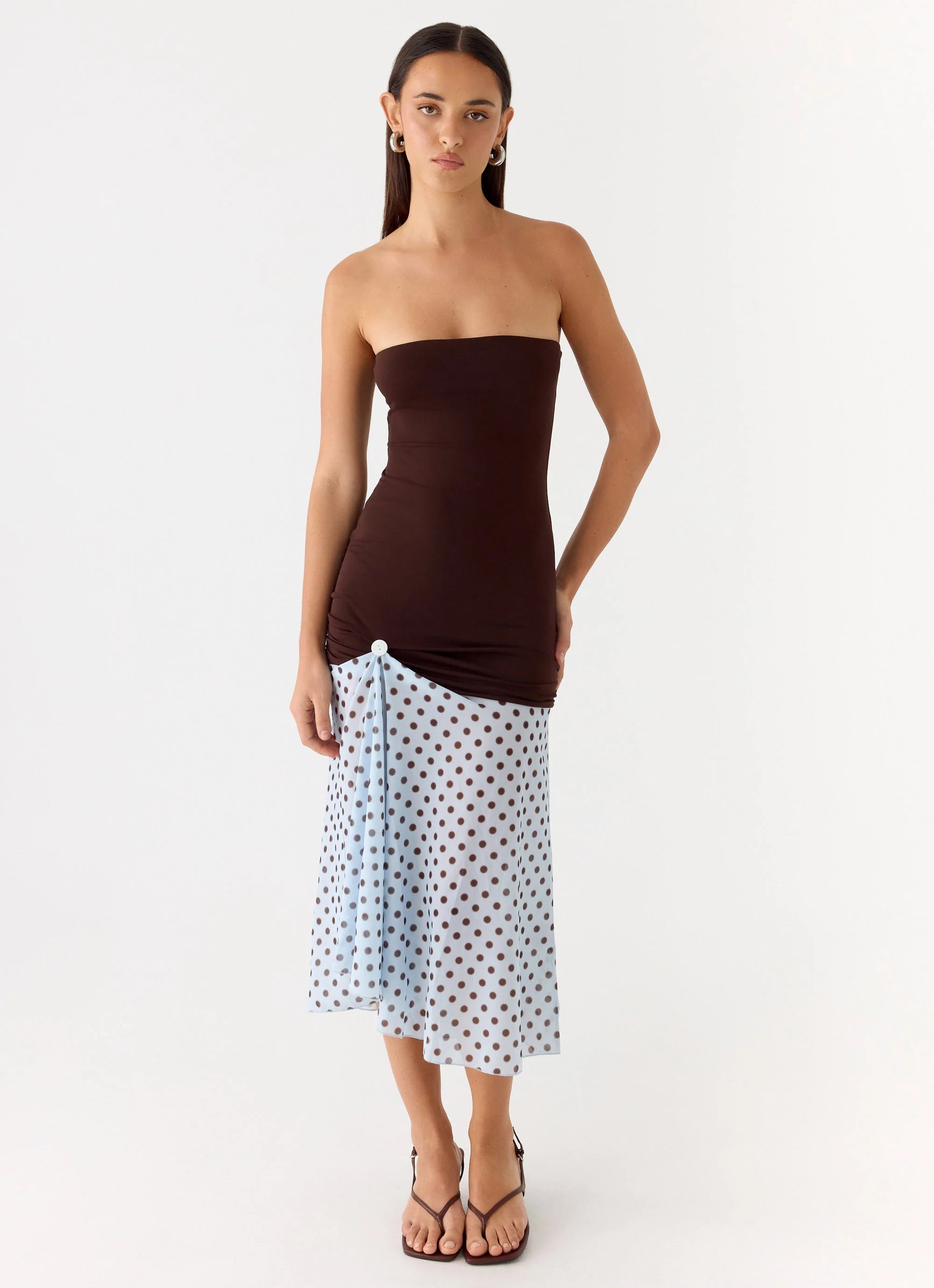 Schell Midi Dress Chocolate Dot